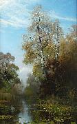 Mauritz Lindstrom Lake Scene in Autumn Germany oil painting artist